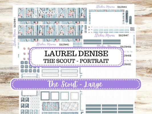 Laurel Denise Large Scout Planner Sticker Kit | Portrait Weekly + Monthly | June Chic Roses #3216 | 3-26