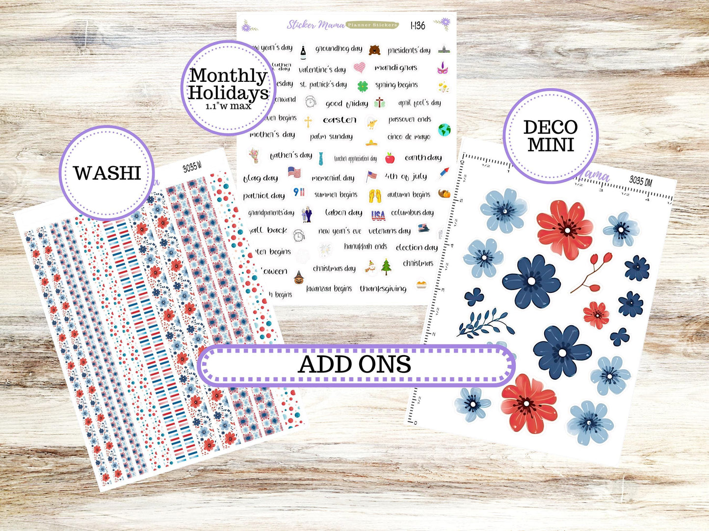 Laurel Denise Jo Planner Sticker Kit | Pop-up Week+Month | July 3035 American Dream | 4-26