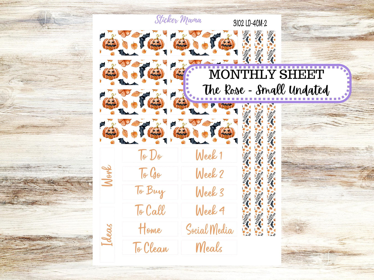 LD "Th Rose" Small || 4 COLUMN Mini (formerly the project mini) Size Planner Kit #3102 || Pumpkin Town || Project Stickers || June 25