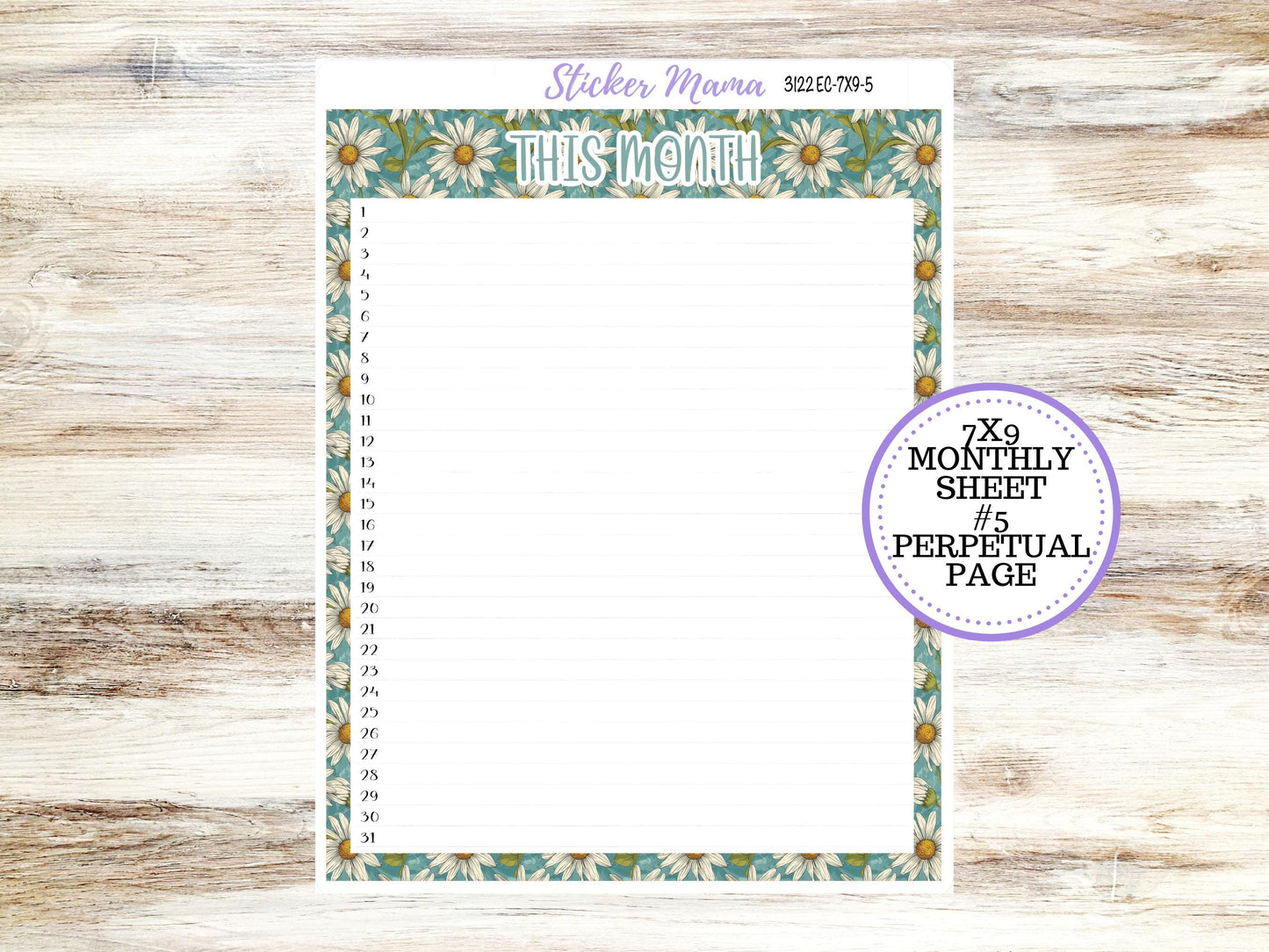 ERIN CONDREN Monthly Kit-3122 || 7X9 || Vintage Bloom - 7x9 ec March Monthly Kit - Month of your Choice Monthly Planner Kits || 11-25