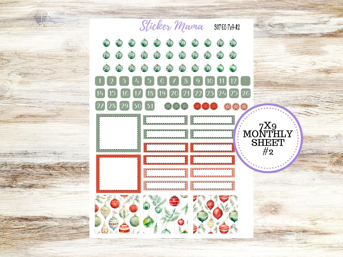 Erin Condren Monthly Planner Sticker Kit 3117 | 7X9 | December Jolly Jewels | 9-26