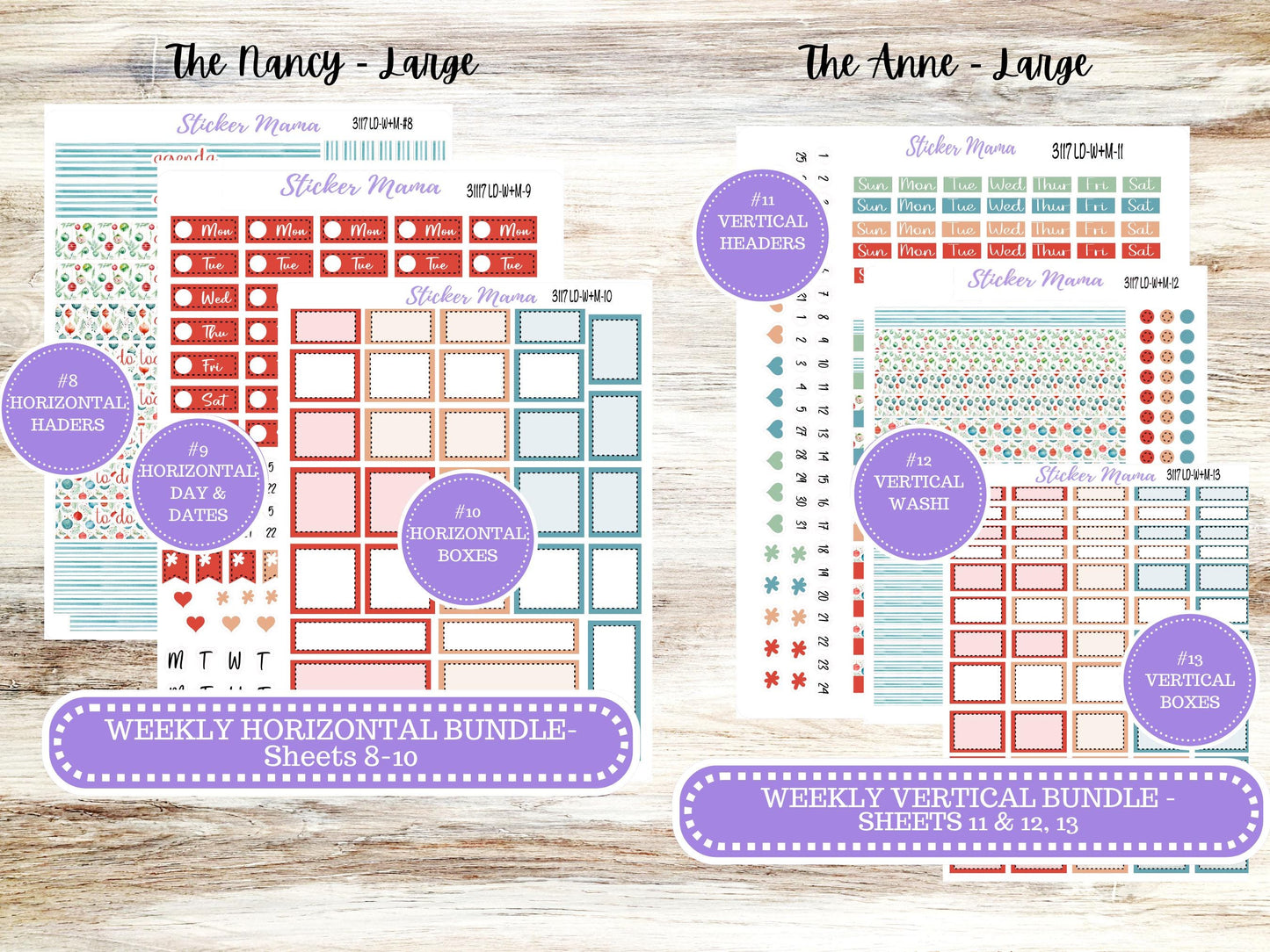 LD “The Nancy & Anne” Large || Week + Month PLANNER Monthly Kit #3117 || Laurel Denise Horizontal Vertical Kit || December || 9-25