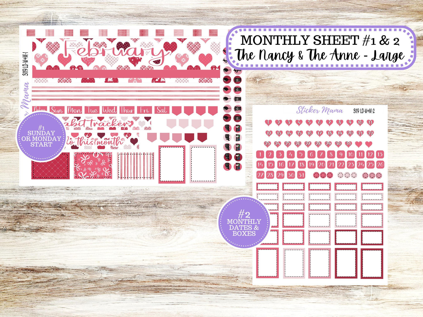 LD “The Nancy & Anne” Large || Week + Month PLANNER Monthly Kit #3119 || Laurel Denise Horizontal Vertical Kit || February || 10-25