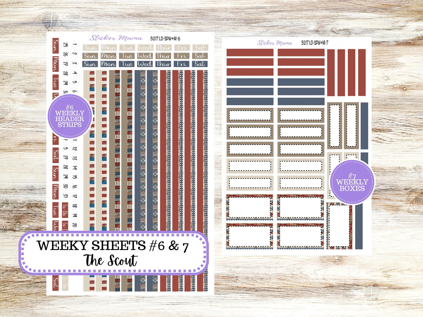 Laurel Denise Small Scout Planner Sticker Kit | Portrait Weekly + Monthly | July Old Glory 3217 | 4-26