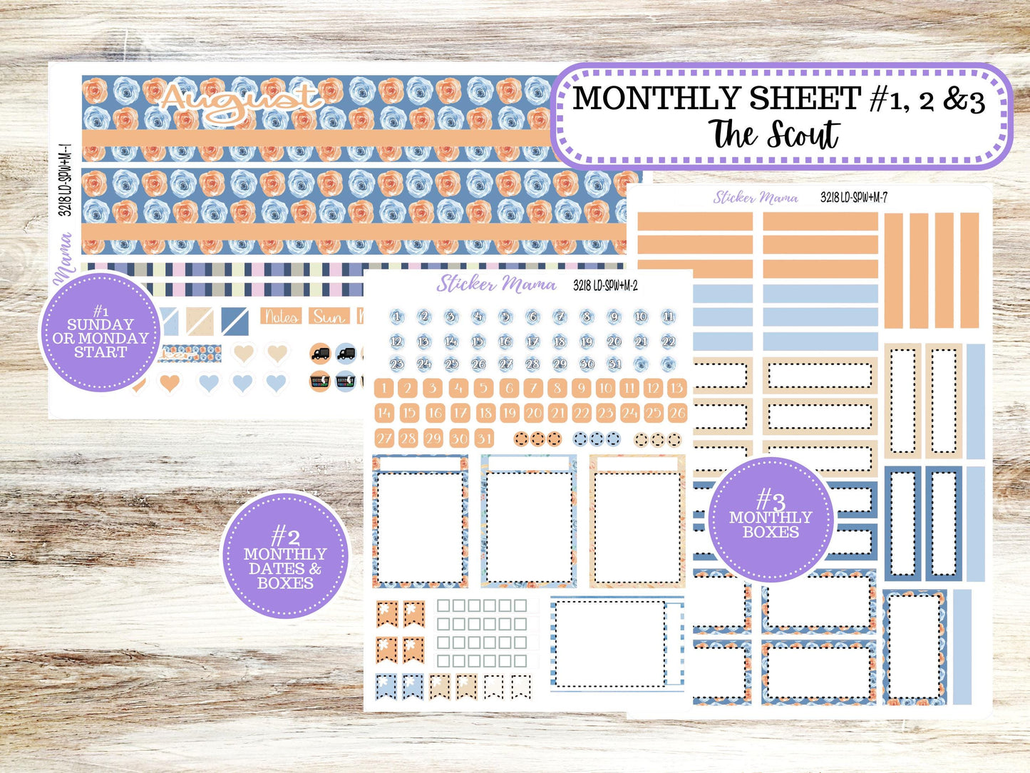 Laurel Denise Small Scout Planner Sticker Kit | Portrait Weekly + Monthly | August 3218 Blossom Breeze 3218 | 5-26