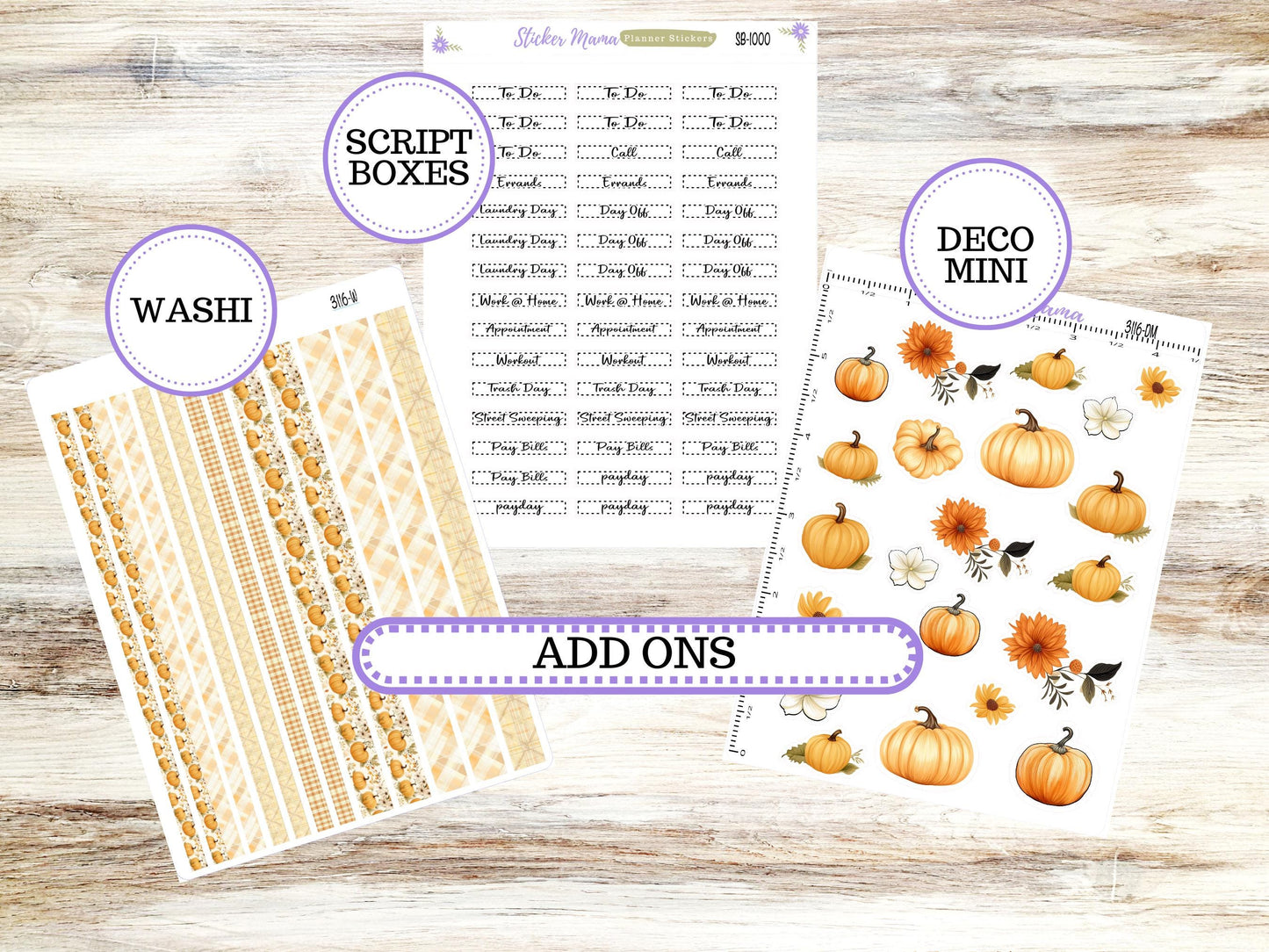 Laurel Denise Small Rose Planner Sticker Kit | 4 Column Mini | Project Mini  | Month of your Choice Fall | 3116 Pumpkin Spice