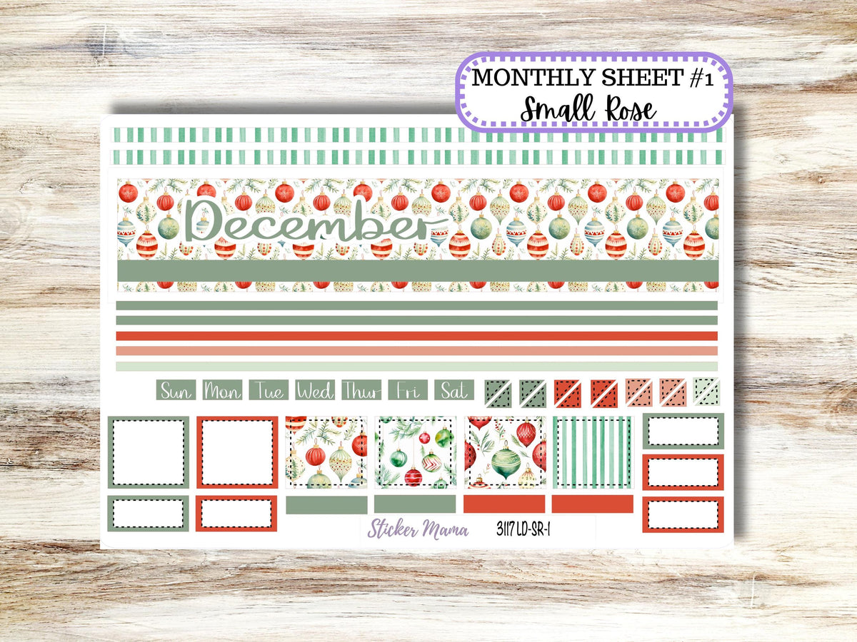Laurel Denise Small Rose Planner Sticker Kit 3117 | 4 Column Mini | December Jolly Jewels | 9-26