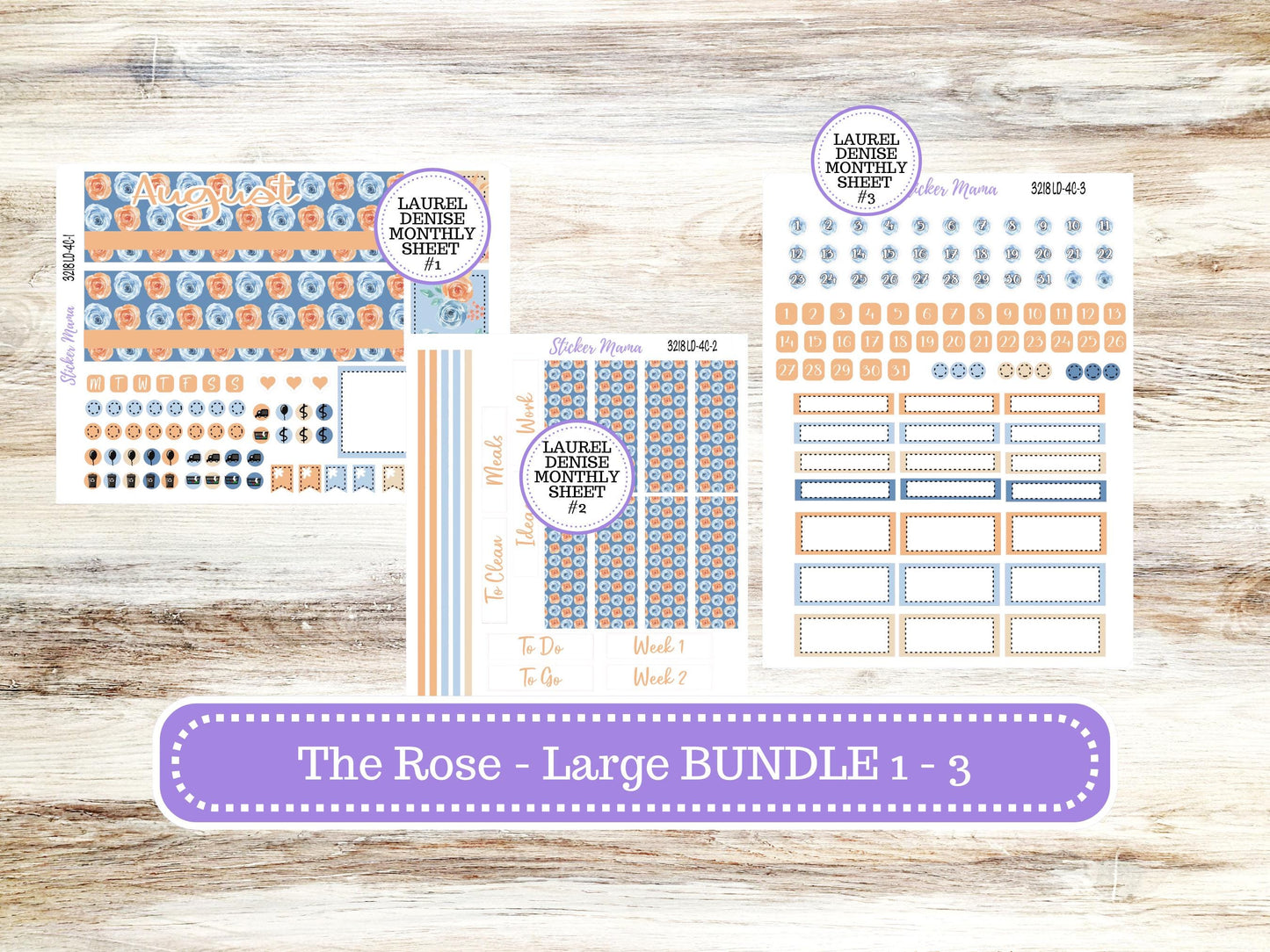Laurel Denise Large Rose Planner Sticker Kit | 4-COLUMN (formerly project) | August 3218 Blossom Breeze | 5-26