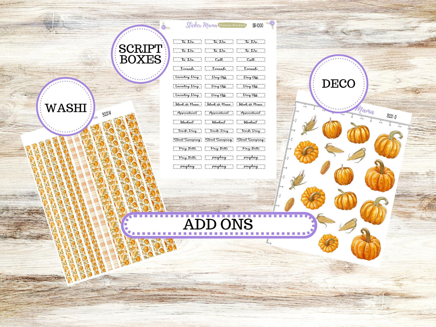 Laurel Denise Large Nancy & Anne Planner Sticker Kit | Vertical Horizontal Week + Month | Month of your Choice Fall | 3221 Pumpkin | 6-26