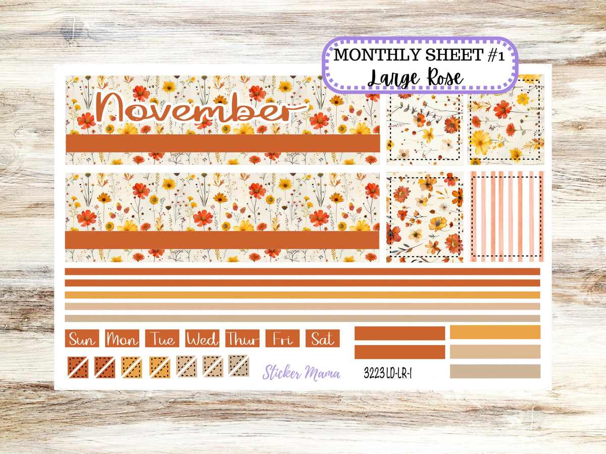 Laurel Denise Large Rose Planner Sticker Kit | November Fall Pressed Flowers 3223 | 8-26