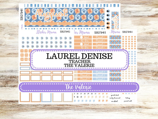 Laurel Denise Valerie Planner Stickers | LD Teacher Week + Month Planner Kit | August 3218 Blossom Breeze| 5-26