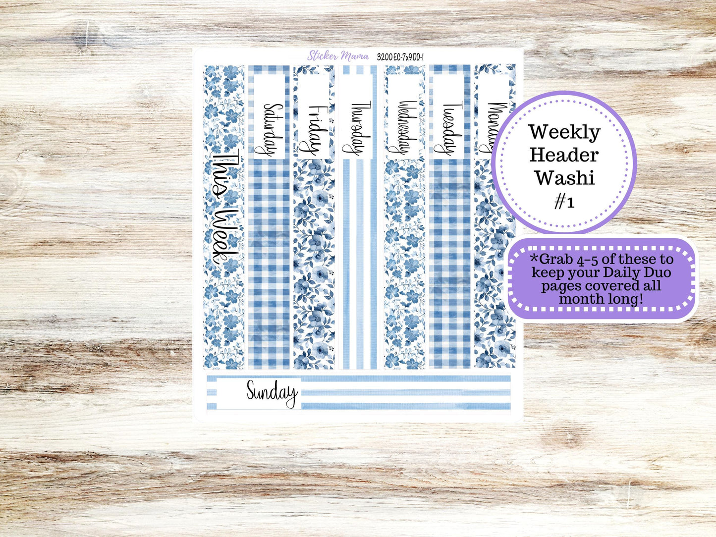 ERIN CONDREN Daily Duo Planner Kit DD-3200 || Blue Blossom || Daily Duo Planner Sticker Kit || Erin Condren ||