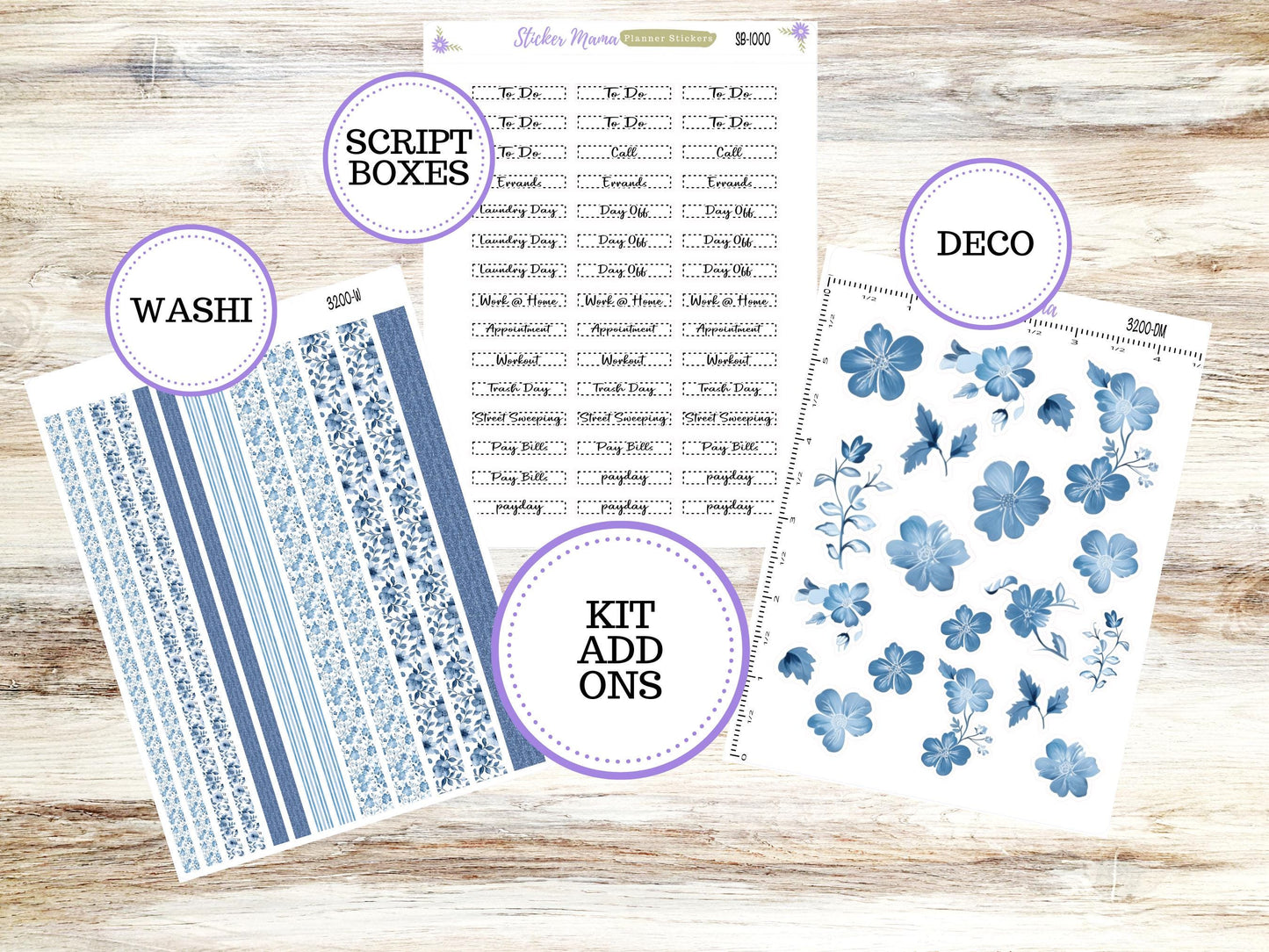 SIMPLE KIT  || #3200 || Cool Blue || Any Kind Planner || Planner Stickers || Planner Stickers
