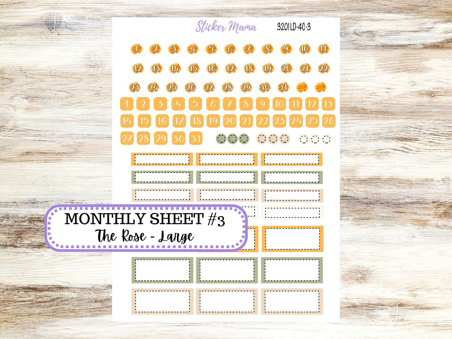 Laurel Denise Large Rose Planner Sticker Kit | 4-COLUMN (formerly project) | Month of your Choice 3201 Fall Colors | 5-26