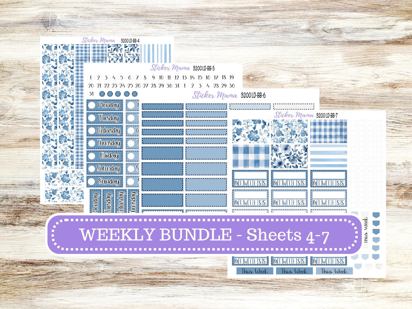 LD BOOK-BOUND Planner Kit #3200 || Cool Blue || Laurel Denise Kit || Laurel Denise Stickers || Undated - Month of your Choice || 12/25