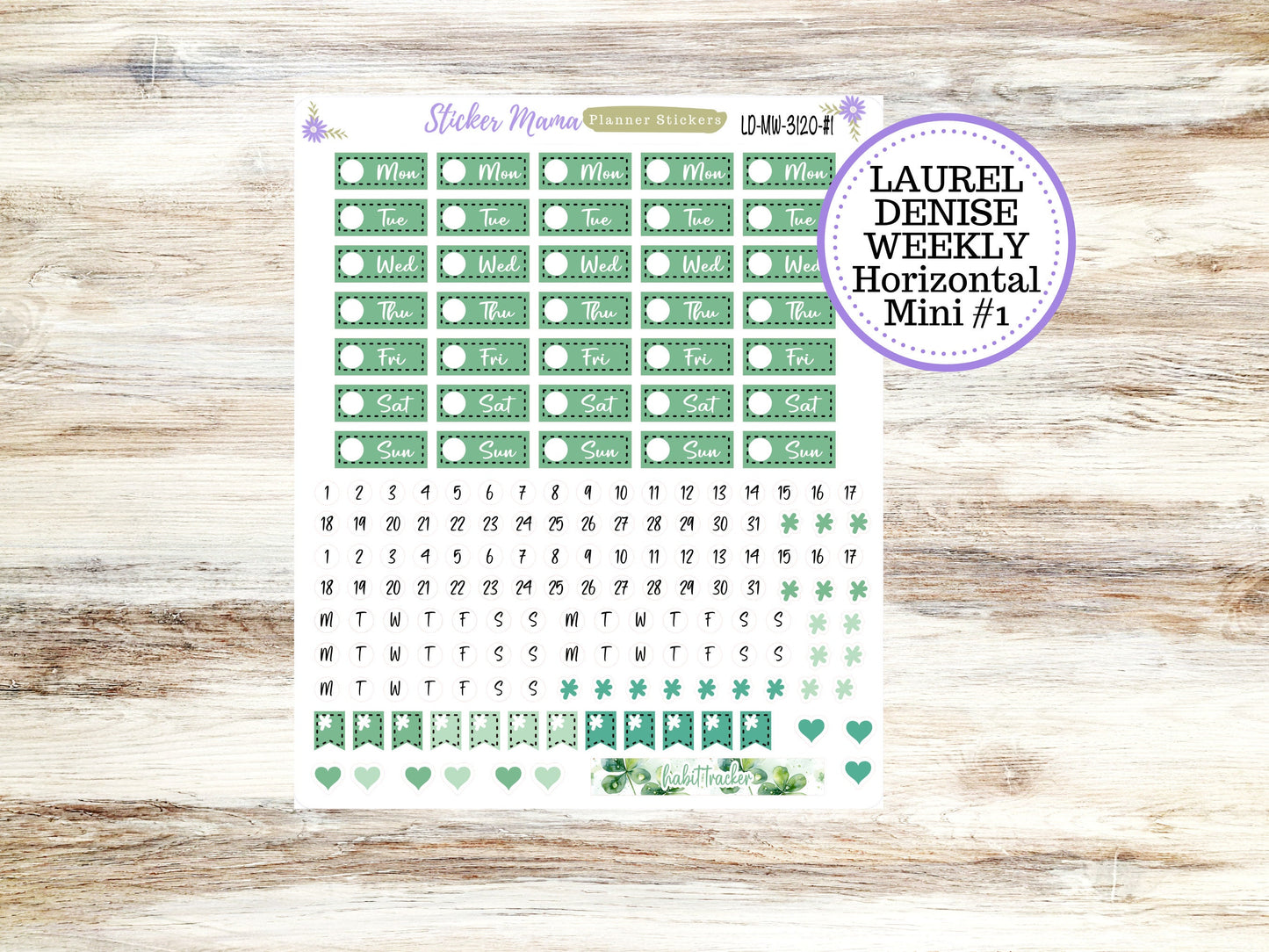 LAUREL DENISE MINI Planner Kit #3120 || Shamrock Magic Laurel Denise Kit || L D  Stickers || Laurel Denise Horizontal Vertical || March