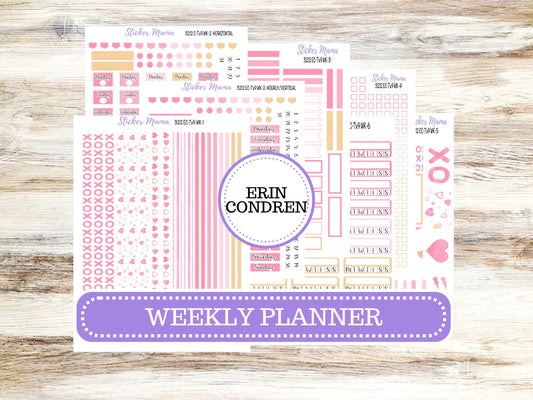 ERIN CONDREN Weekly Planner Kit WK-3212 || February || Weekly Planner Sticker Kit || Erin Condren || Love Notes || 10-25