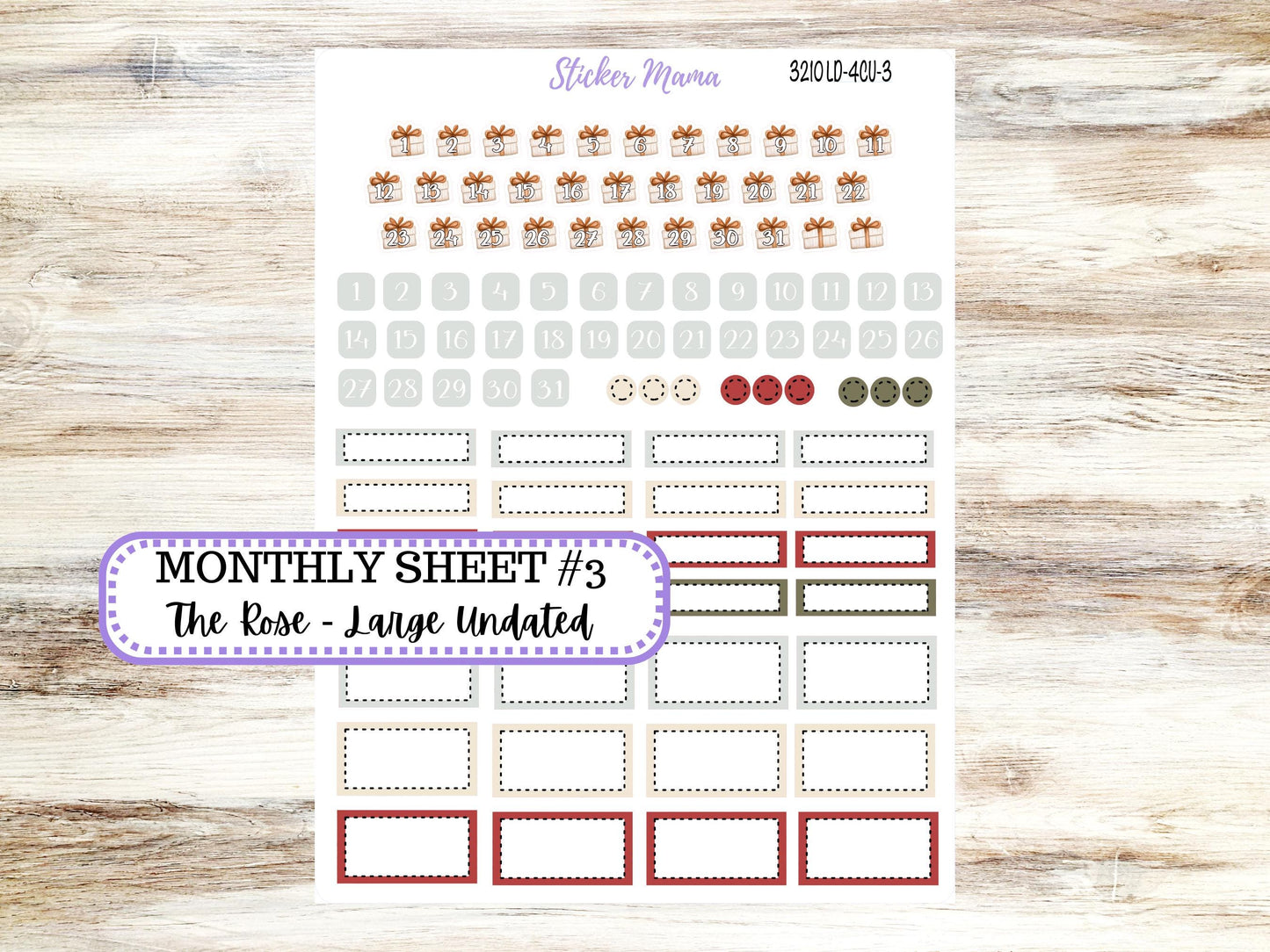 LD "The Rose" - Large Undated Sewn || 4 COLUMN Undated (formerly project undated). Planner Kit #3210 || Frosty Friends || 9-25