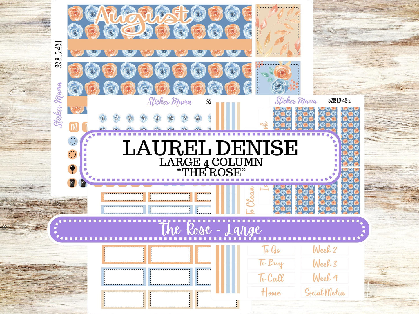 Laurel Denise Large Rose Planner Sticker Kit | 4-COLUMN (formerly project) | August 3218 Blossom Breeze | 5-26