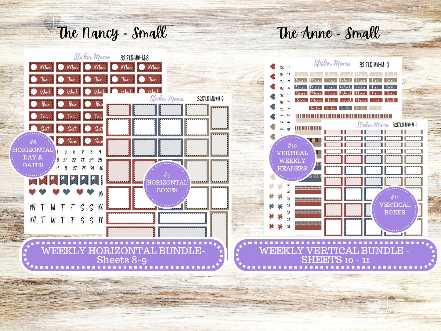 Laurel Denise Small Anne and Nancy Planner Sticker Kit | July Old Glory 3217 | 4-26