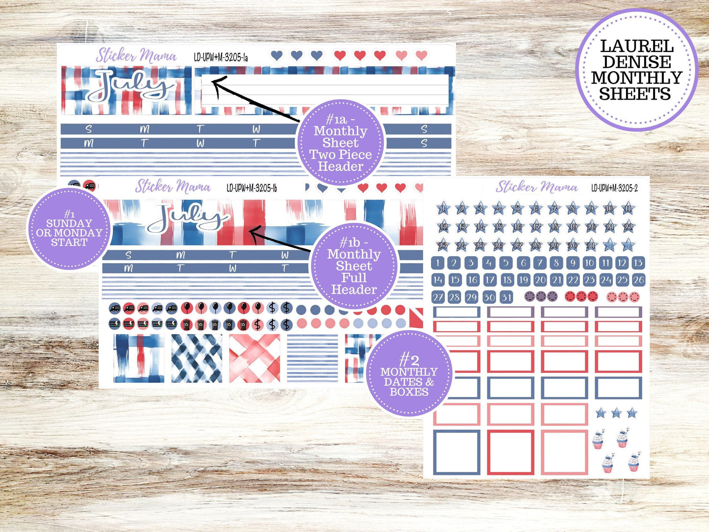 LD POP-UP Week+Month Planner Kit #3205 || Patriotic Festivities || Laurel Denise Kit || Laurel Denise Stickers || April 25