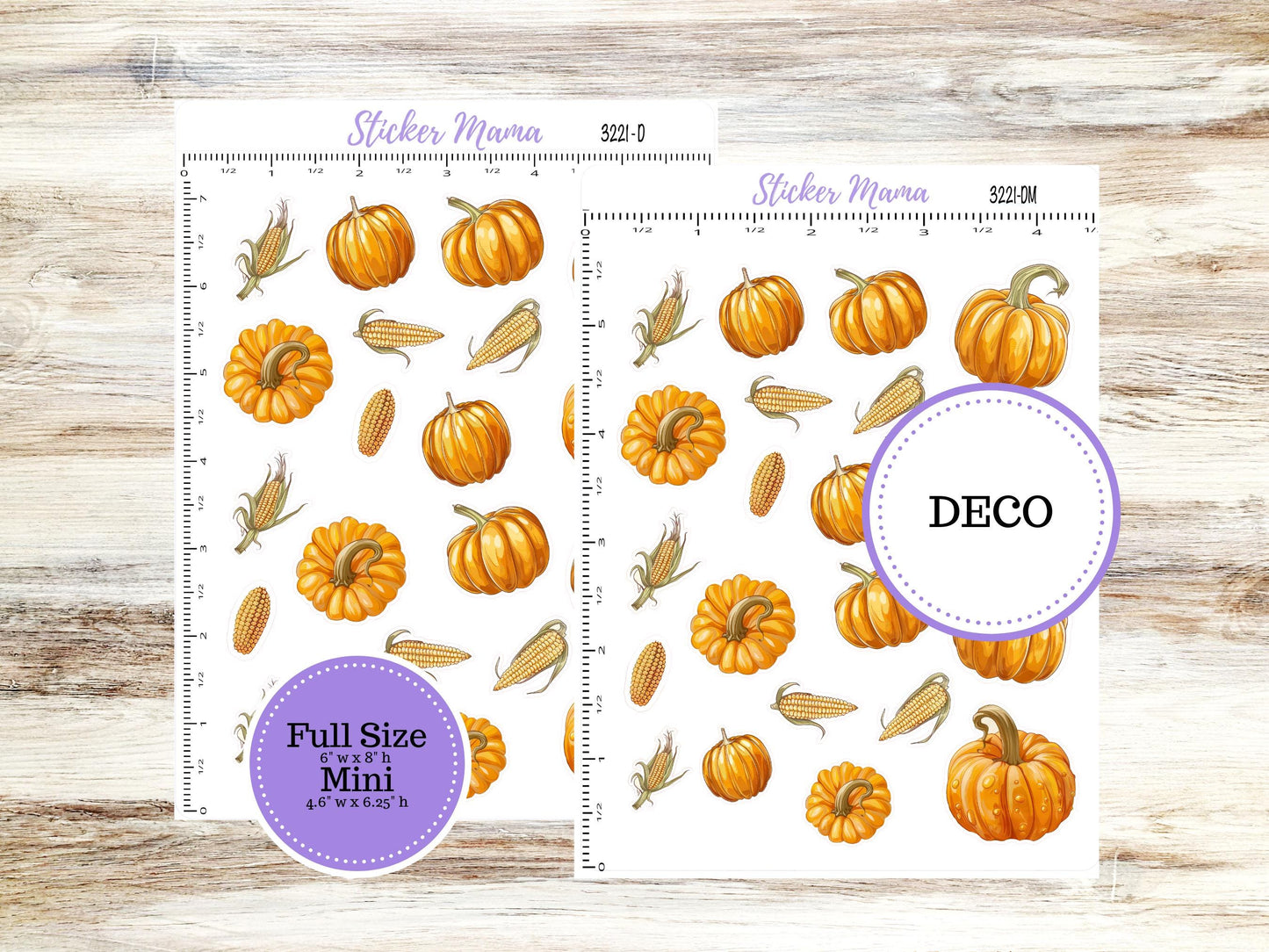Deco Planner Stickers | Pumpkin and Cornstalks 3221