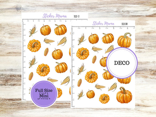 Deco Planner Stickers | Pumpkin and Cornstalks 3221