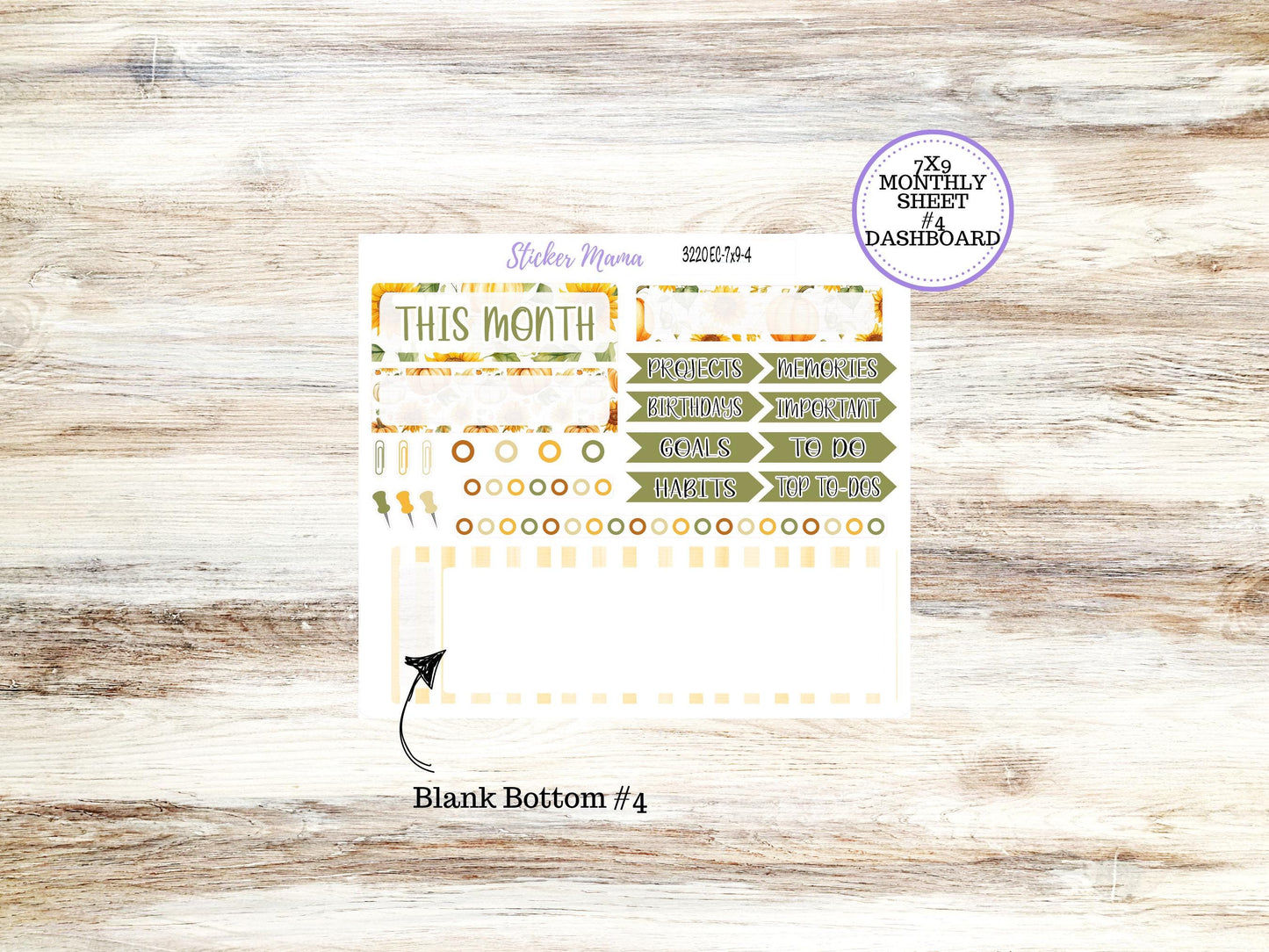 Erin Condren Monthly Kit 7X9 | 3220  Sunflower Harvest | Month of your Choice - Undated