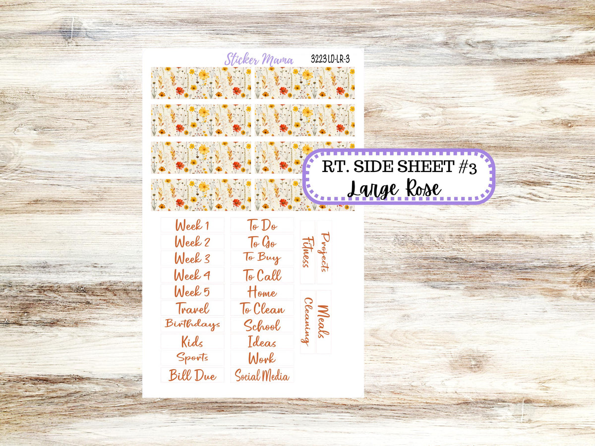 Laurel Denise Large Rose Planner Sticker Kit | November Fall Pressed Flowers 3223 | 8-26