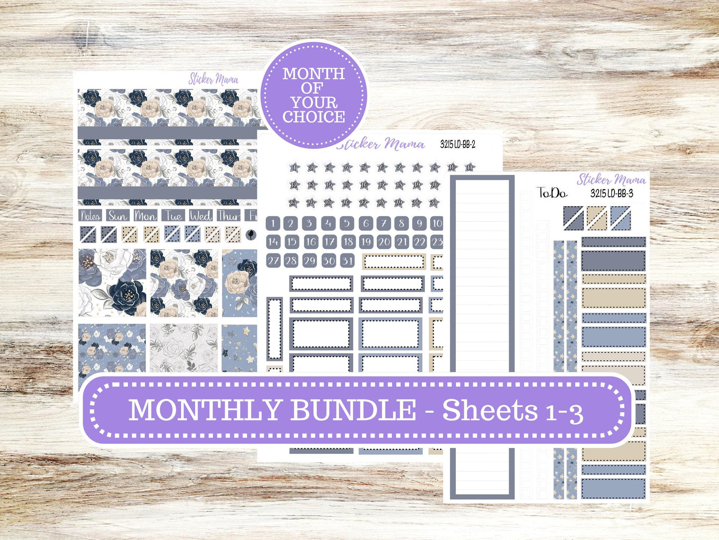 Laurel Denise Mae and Kristy Planner Sticker Kit | Book-Bound | Month of your Choice #3215 Charming Roses | 1-26