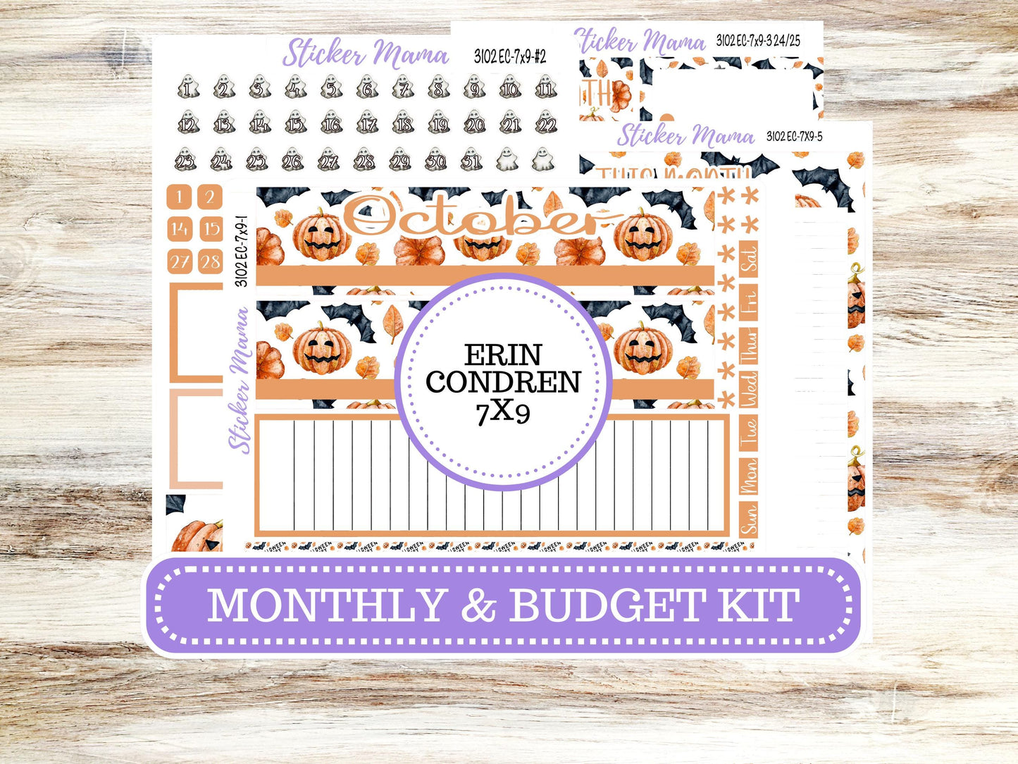 ERIN CONDREN Monthly Kit-3102 || 7X9 || Pumpkin Town - 7x9 ec October Monthly Kit - October Monthly Planner Kits -  Monthly Pages