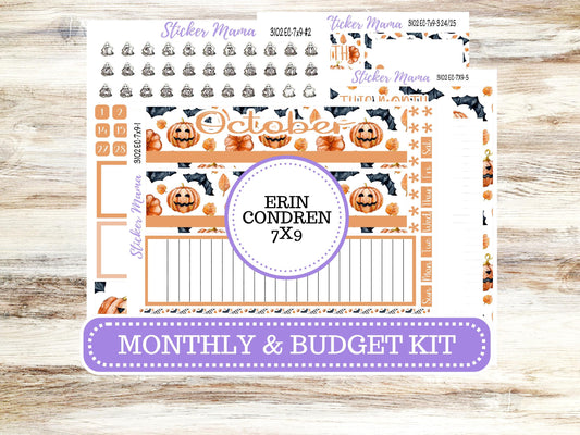 ERIN CONDREN Monthly Kit-3102 || 7X9 || Pumpkin Town - 7x9 ec October Monthly Kit - October Monthly Planner Kits -  Monthly Pages