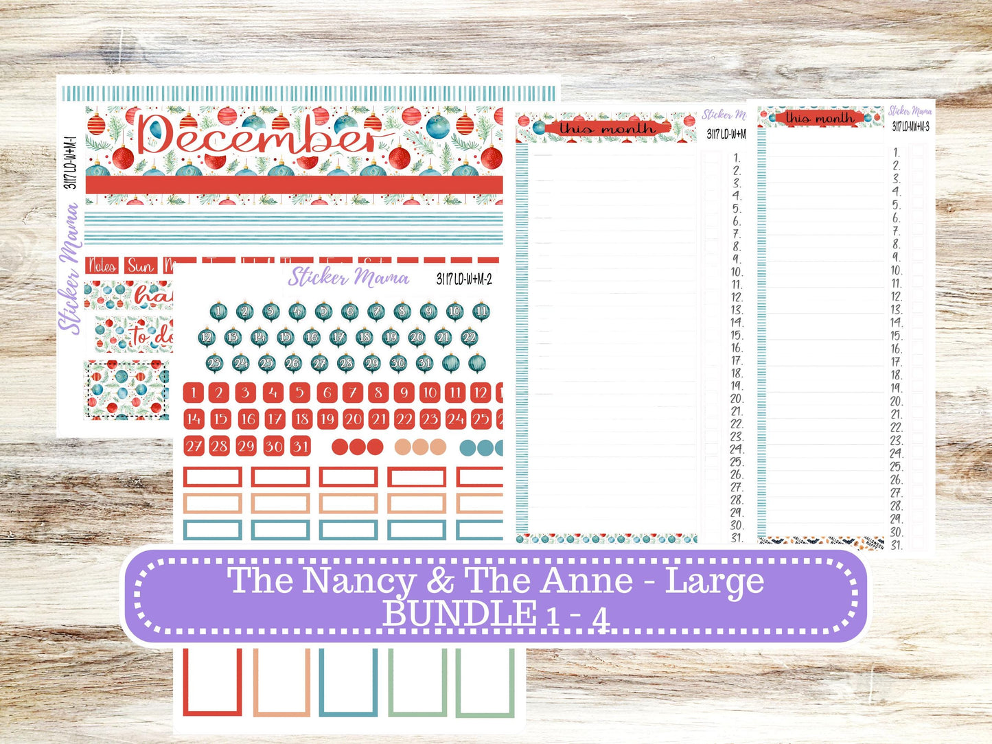 LD “The Nancy & Anne” Large || Week + Month PLANNER Monthly Kit #3117 || Laurel Denise Horizontal Vertical Kit || December || 9-25