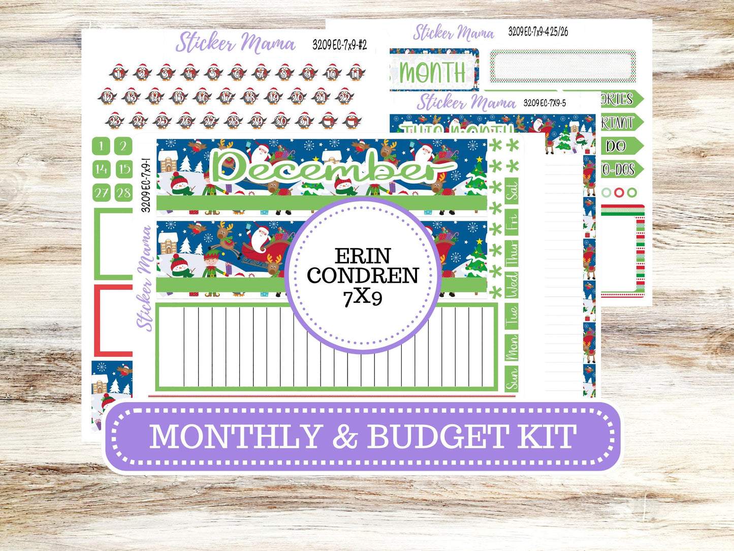 ERIN CONDREN Monthly Kit-3209 || 7X9 || Jolly Pines - 7x9 ec December Monthly Kit - December Monthly Planner Kits -  Monthly Pages