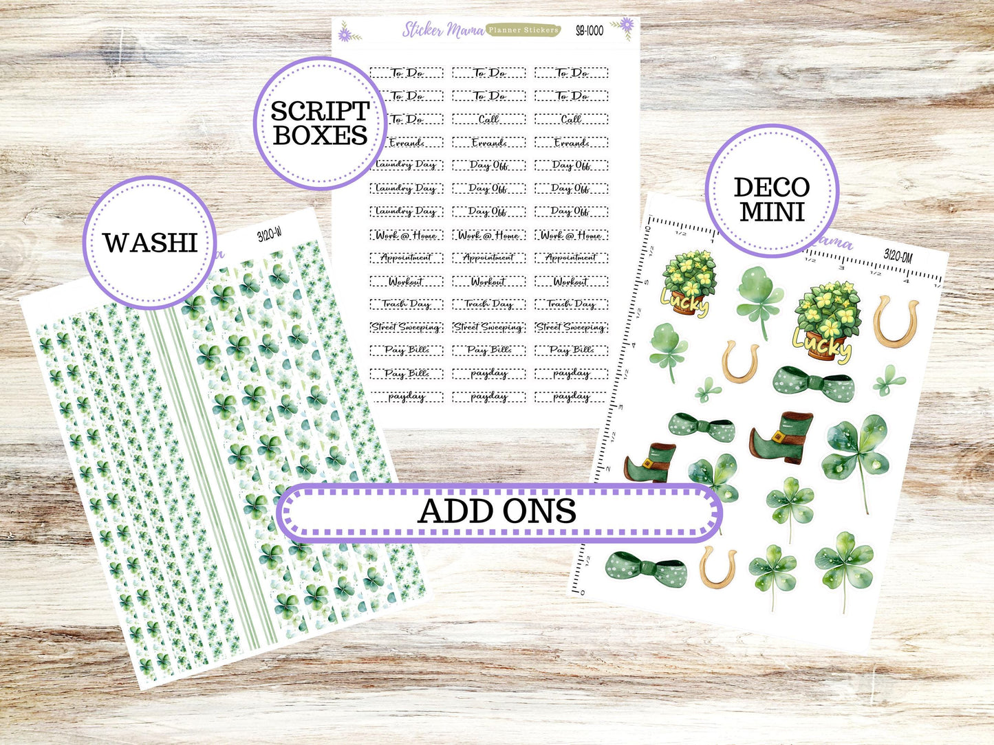 LD "Th Rose" Small || 4 COLUMN Mini (formerly the project mini) Size Planner Kit #3120 || March Shamrock Magic || Project Stickers || 11-25