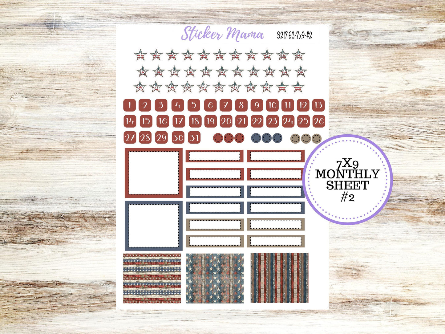 Erin Condren Monthly Kit | 7X9 | July 3217 Old Glory | 4-26