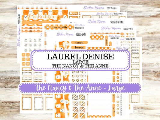 Laurel Denise Large Nancy & Large Anne Planner Sticker Kit | Vertical Horizontal Week + Month | October Cozy Ghost 3222 | 7-26