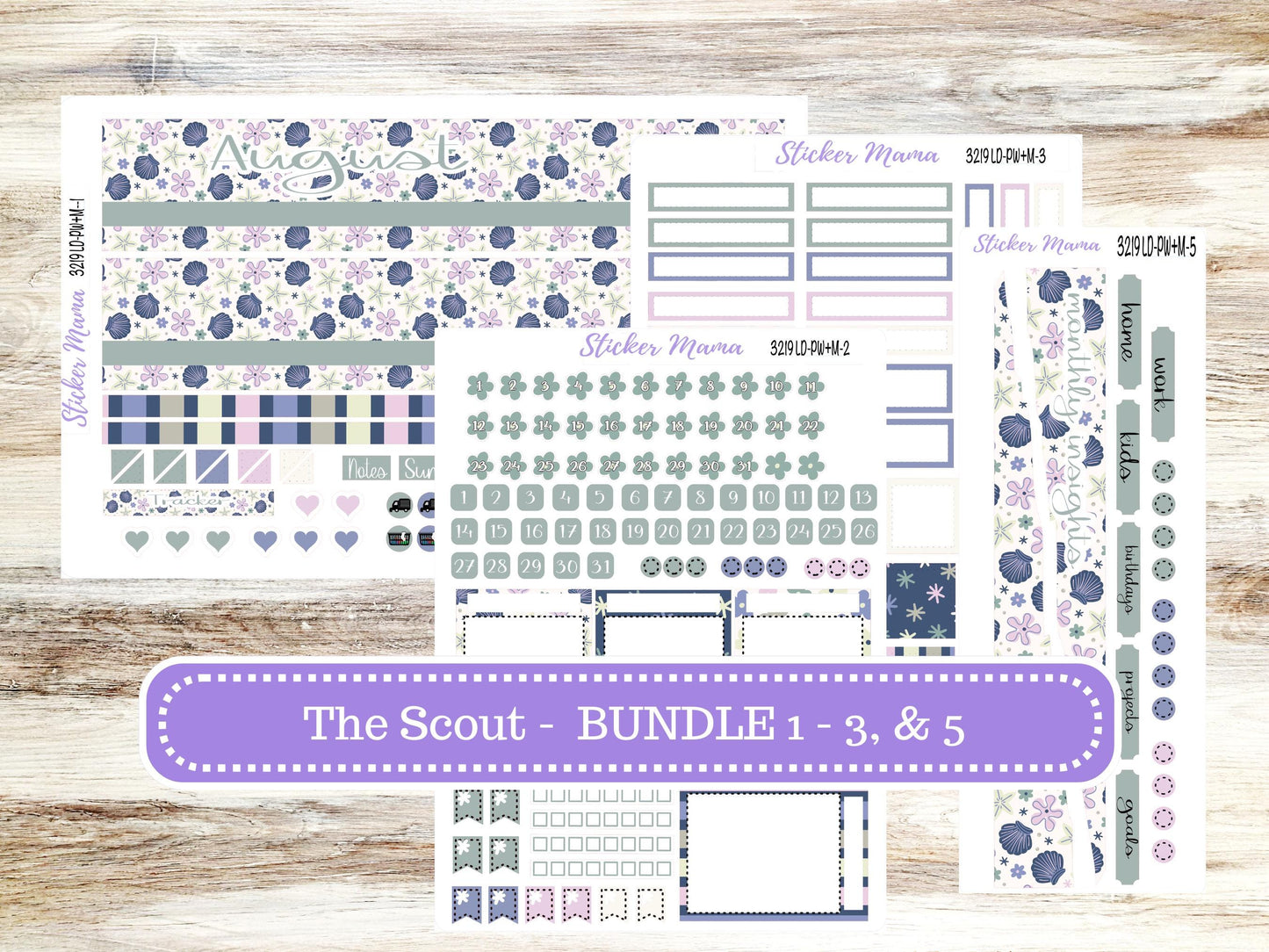 Laurel Denise Large Scout Planner Sticker Kit | Portrait Weekly + Monthly | August Blossom Breeze 3219 | 5-26
