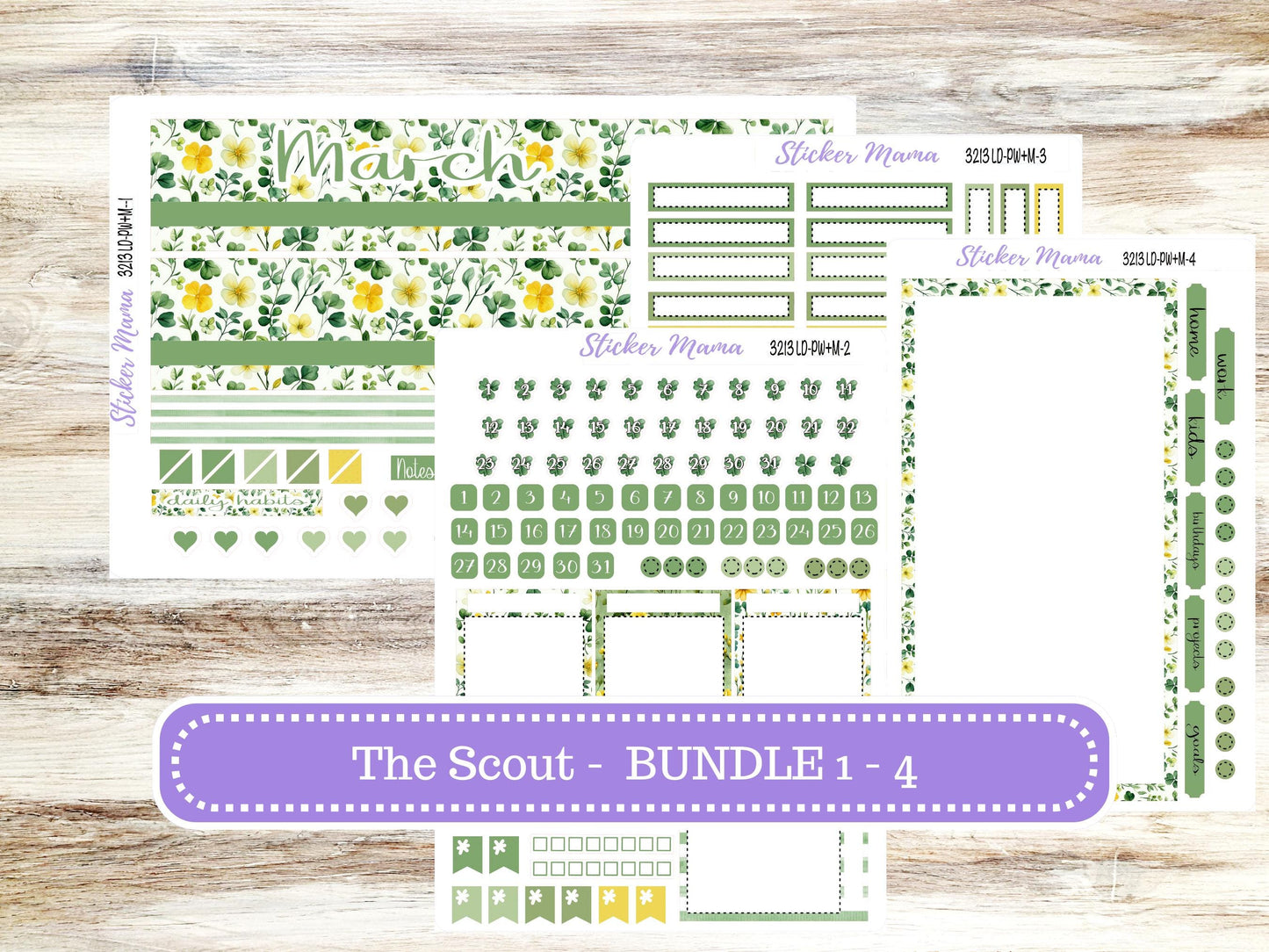LD Large "The Scout" || PORTRAIT Weekly + Monthly Planner Kit #3213 || March Lucky Blossom || Laurel Denise Kit Portrait || 11-25