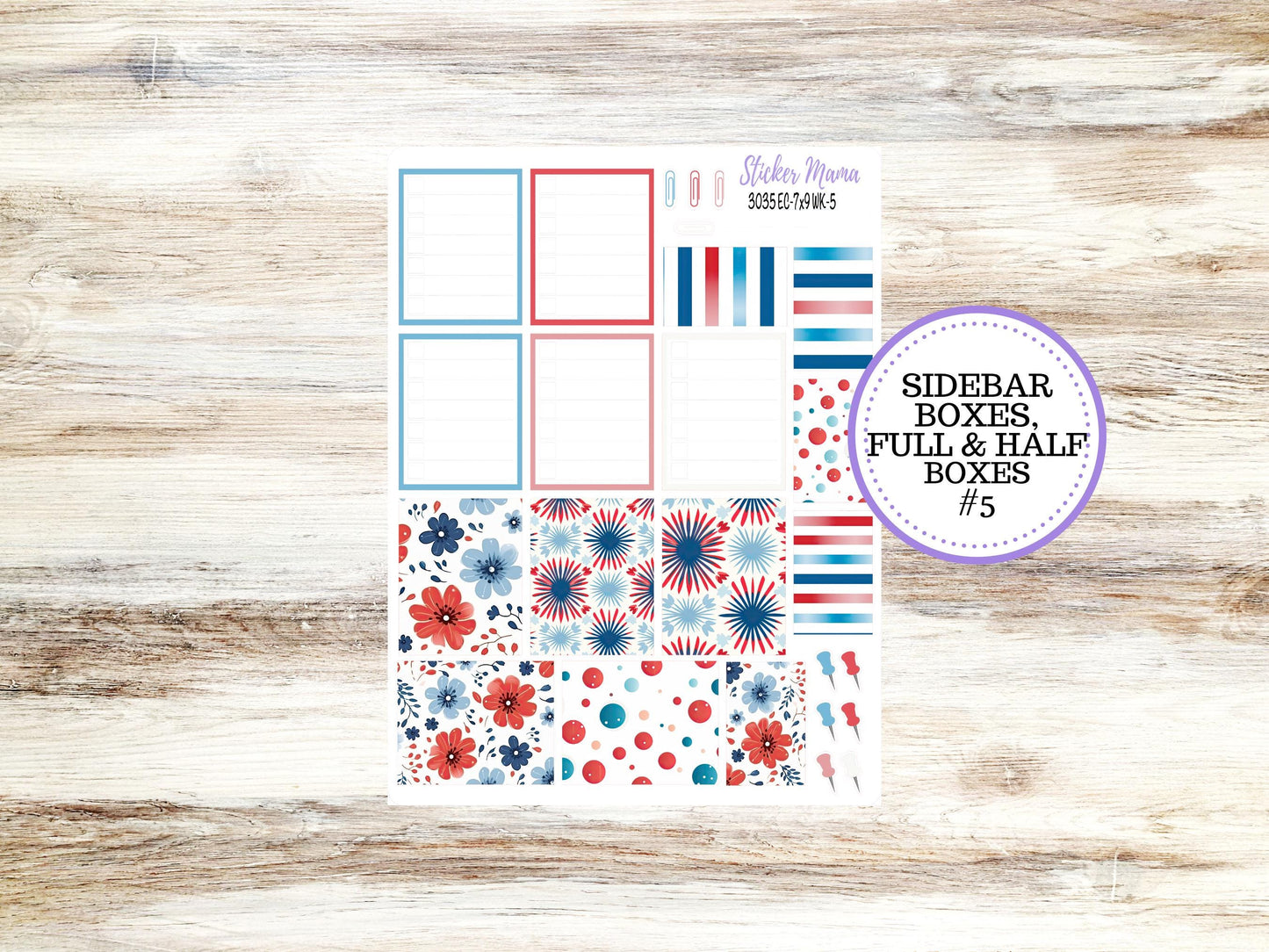 Erin Condren Weekly Planner Kit | Vertical & Hourly Stickers | WK-3035 American Dream