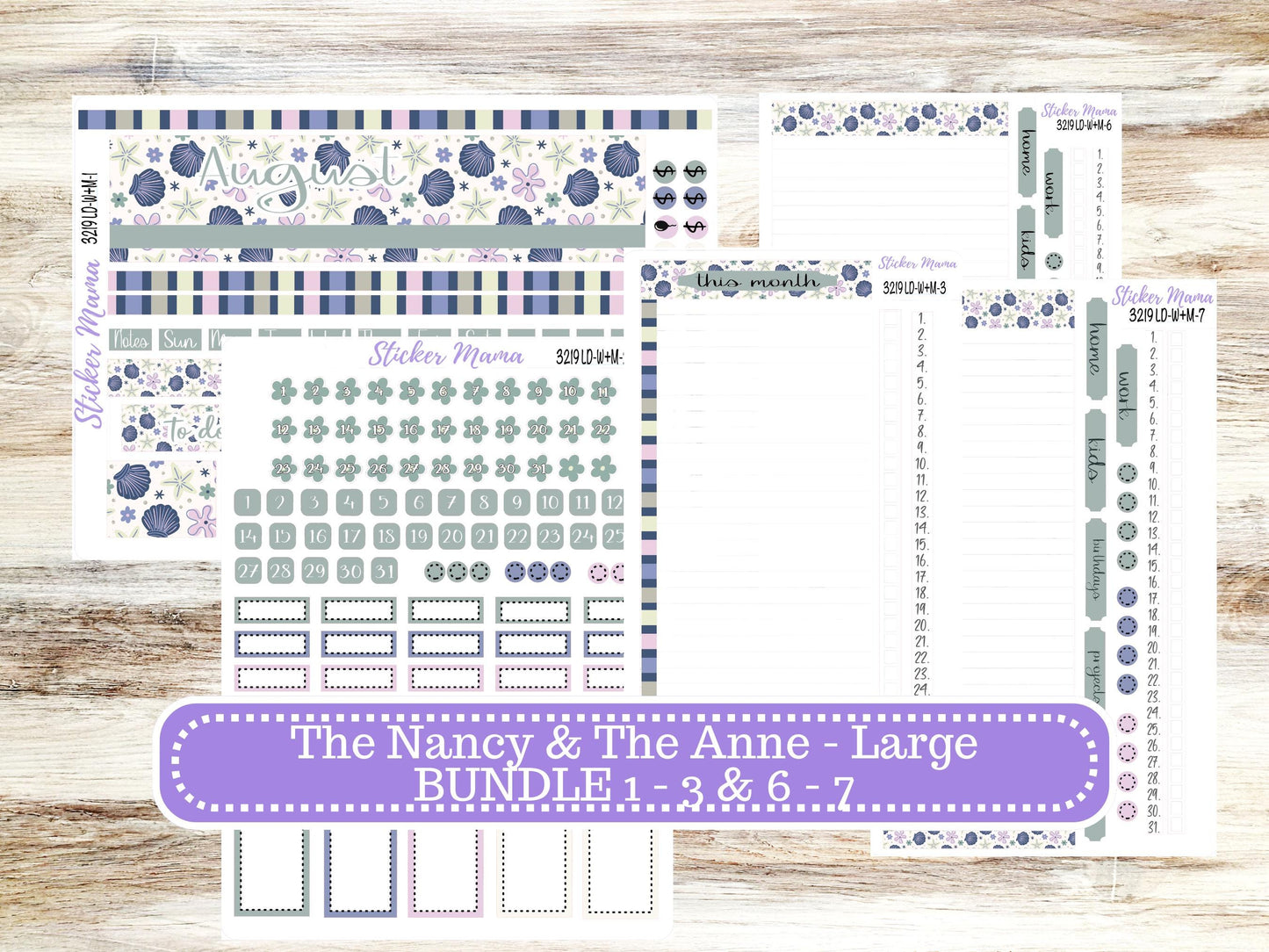 Laurel Denise Large Nancy & Large Anne Planner Sticker Kit | Vertical Horizontal Week + Month | August Tropical Trinkets 3219 | 5-26