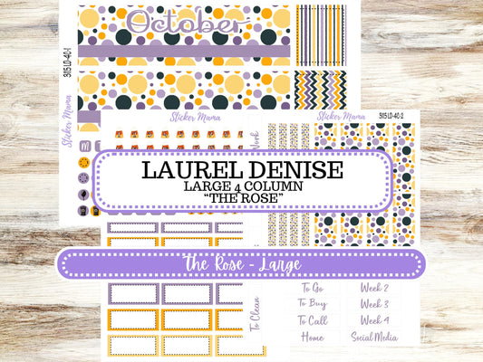 LD "The Rose" Large || 4-COLUMN (formerly project)  Planner Kit #3115 || Spooky Palette || Laurel Denise Stickers || Aug 25