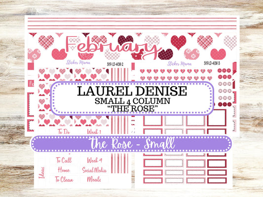 LD "Th Rose" Small || 4 COLUMN Mini (formerly the project mini) Size Planner Kit #3119 || February || Project Stickers || 10-25