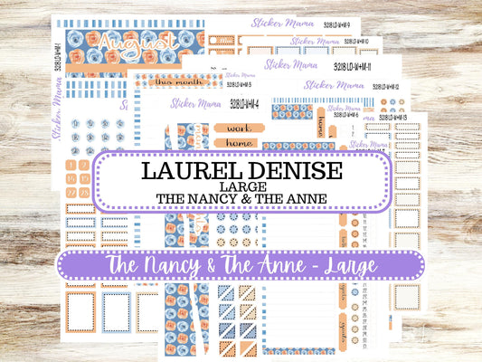 Laurel Denise Large Nancy & Large Anne Planner Sticker Kit | Vertical Horizontal Week + Month | August Blossom Breeze 3218 | 5-26