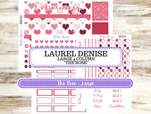 LD "The Rose" Large || 4-COLUMN (formerly project)  Planner Kit #3119 || February || Laurel Denise Stickers || 10-25