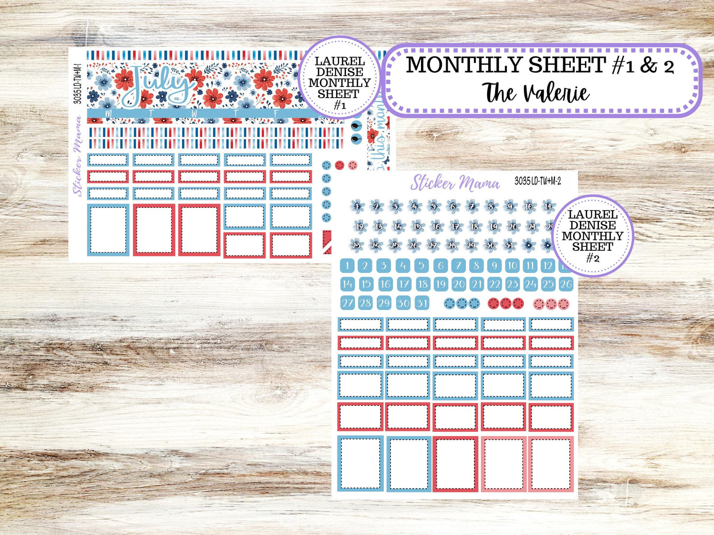 Laurel Denise Valerie Planner Stickers | LD Teacher Week + Month Planner Kit | July 3035 American Dream | 4-26