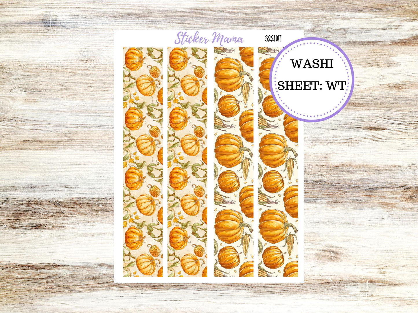 Washi Planner Stickers | Pumpkin & Cornstalks 3221