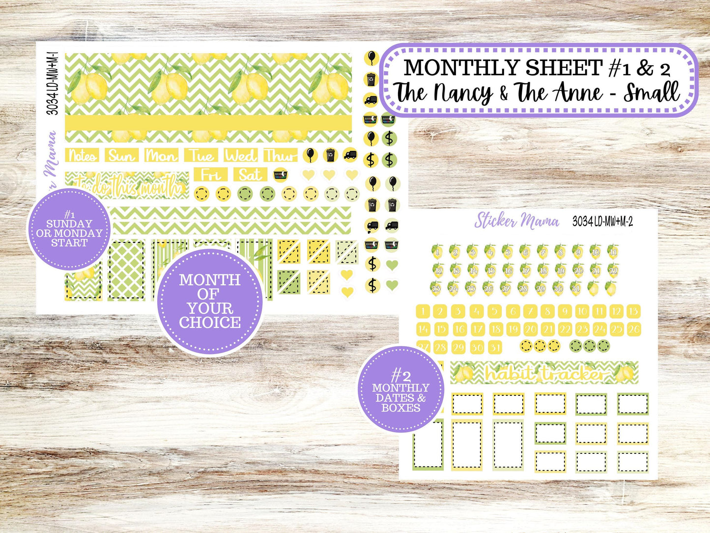 LD SMALL "The Anne" & "The Nancy" || MINI Week + Month Planner #3034 Fresh Squeeze || Laurel Denise Horizontal Vertical || 11-25