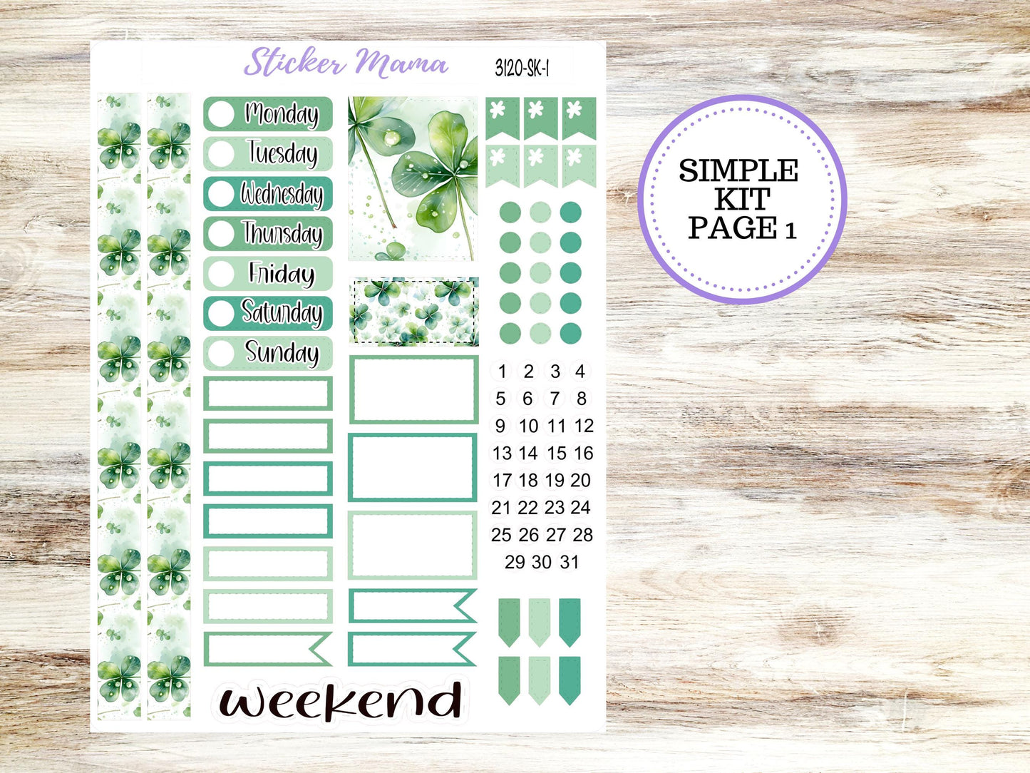 SIMPLE KIT  || #3120 || Shamrock Magic || Any Kind Planner || Planner Stickers || Planner Stickers