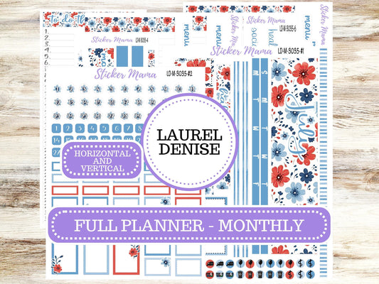 LAUREL DENISE PLANNER Monthly Kit #3035 || Laurel Denise Kit || Ld Stickers || Laurel Denise Horizontal Vertical || American Dream